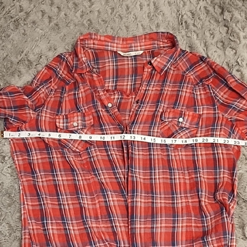 Old Navy Red and Blue Plaid Button Down Shirt 100% Cotton - Picture 8 of 8